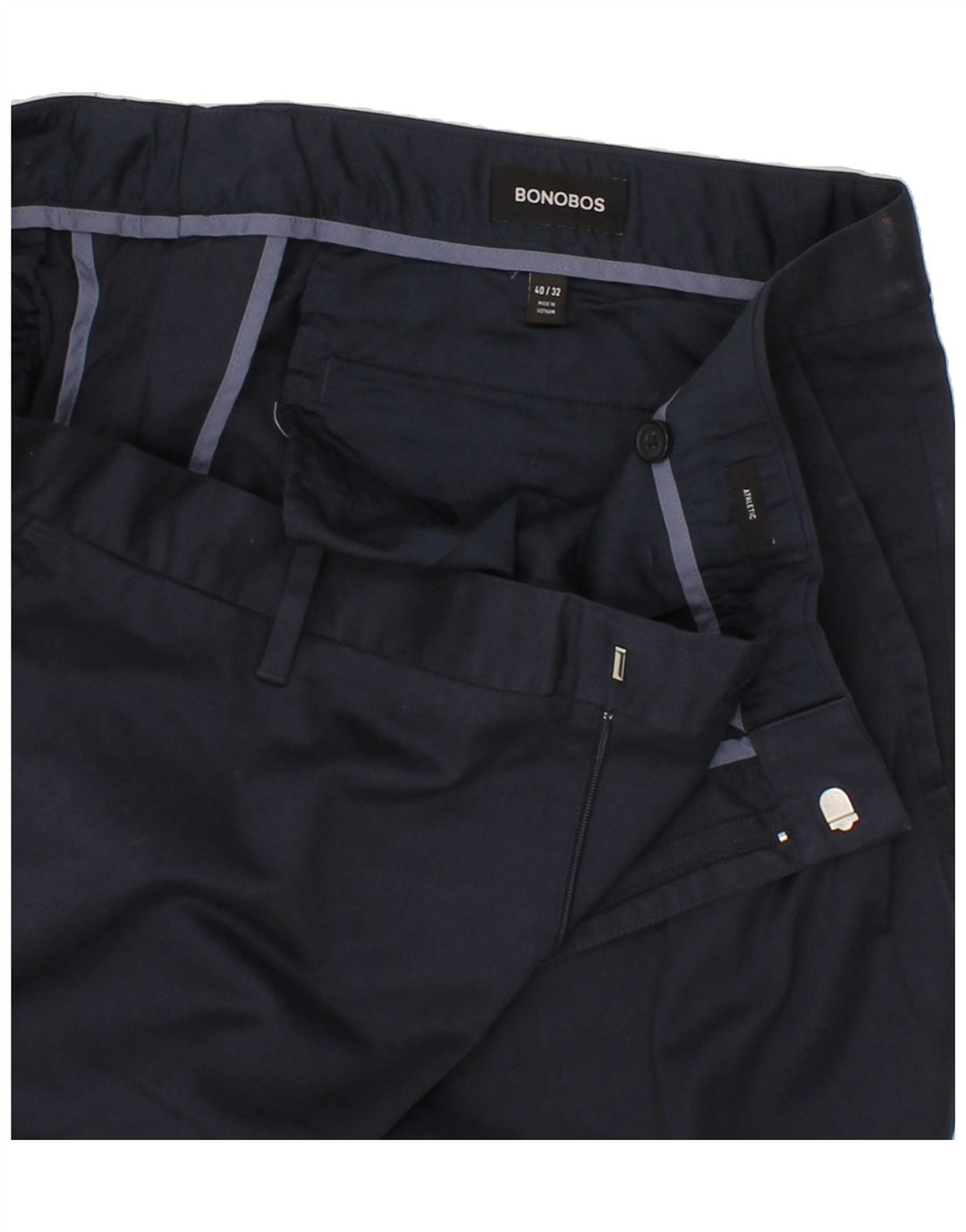 BONOBOS Womens Slim Chino Trousers W40 L29 Navy Blue Cotton Vintage BONOBOS and Second-Hand BONOBOS from Messina Hembry 