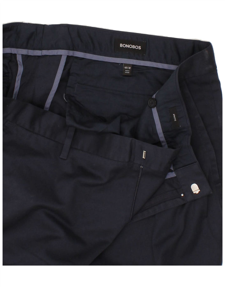 BONOBOS Womens Slim Chino Trousers W40 L29 Navy Blue Cotton Vintage BONOBOS and Second-Hand BONOBOS from Messina Hembry 