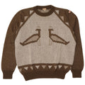 BRUNIK Mens Crew Neck Jumper Sweater Large Brown Geometric Acrylic