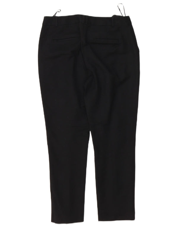 Calça chino reta feminina Oasis UK 10 pequena W30 L26 algodão preto