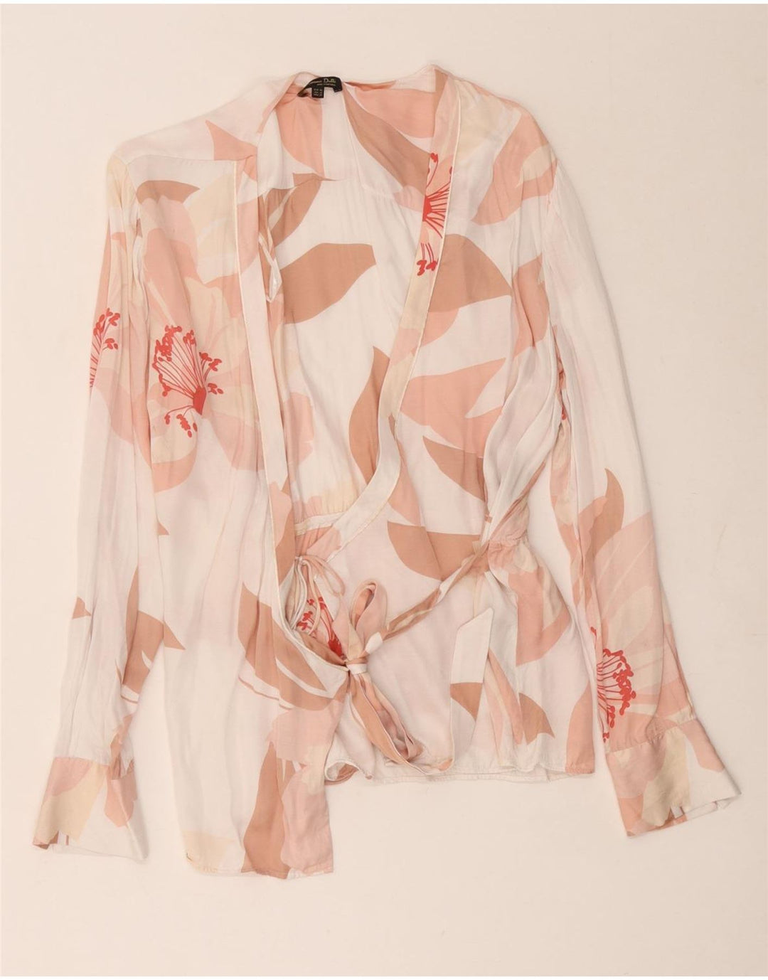 Blusa feminina Massimo Dutti com camisa envolvente UE 42 grande viscose floral branca