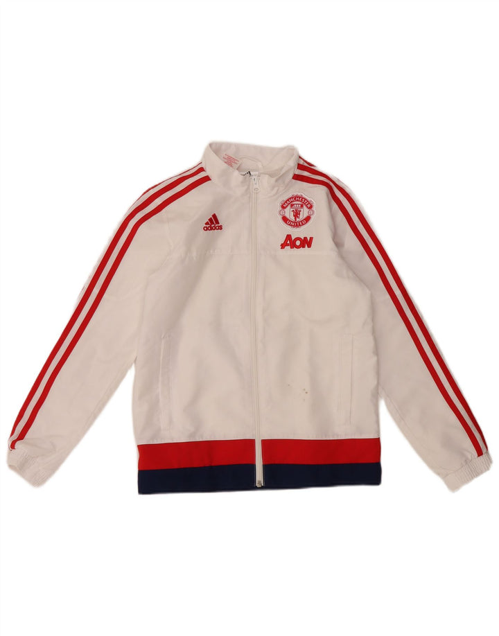 ADIDAS Boys Manchester United Tracksuit Top Jaqueta 9-10 Anos Branco