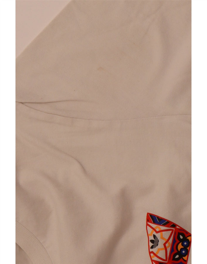 ADIDAS Mens Graphic T-Shirt Top Médio Off White Algodão