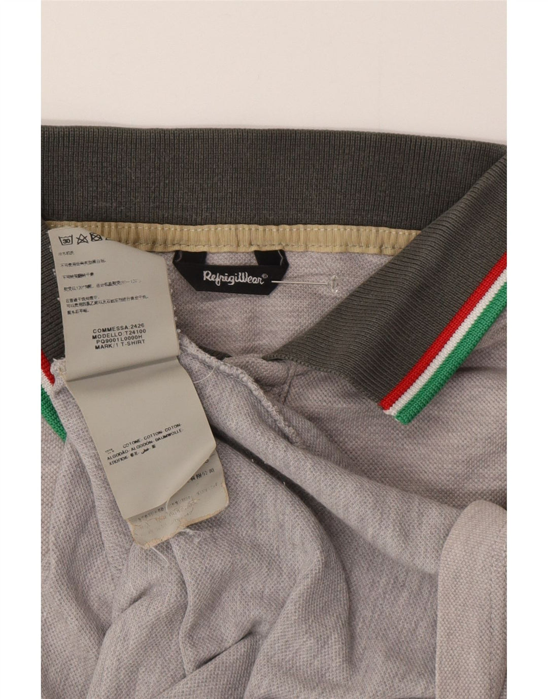 Camisa polo masculina Refrigiwear pequena cinza algodão