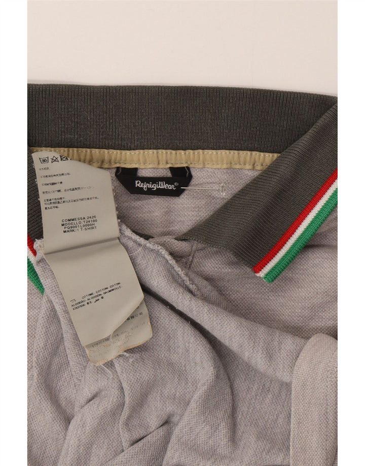 Camisa polo masculina Refrigiwear pequena cinza algodão