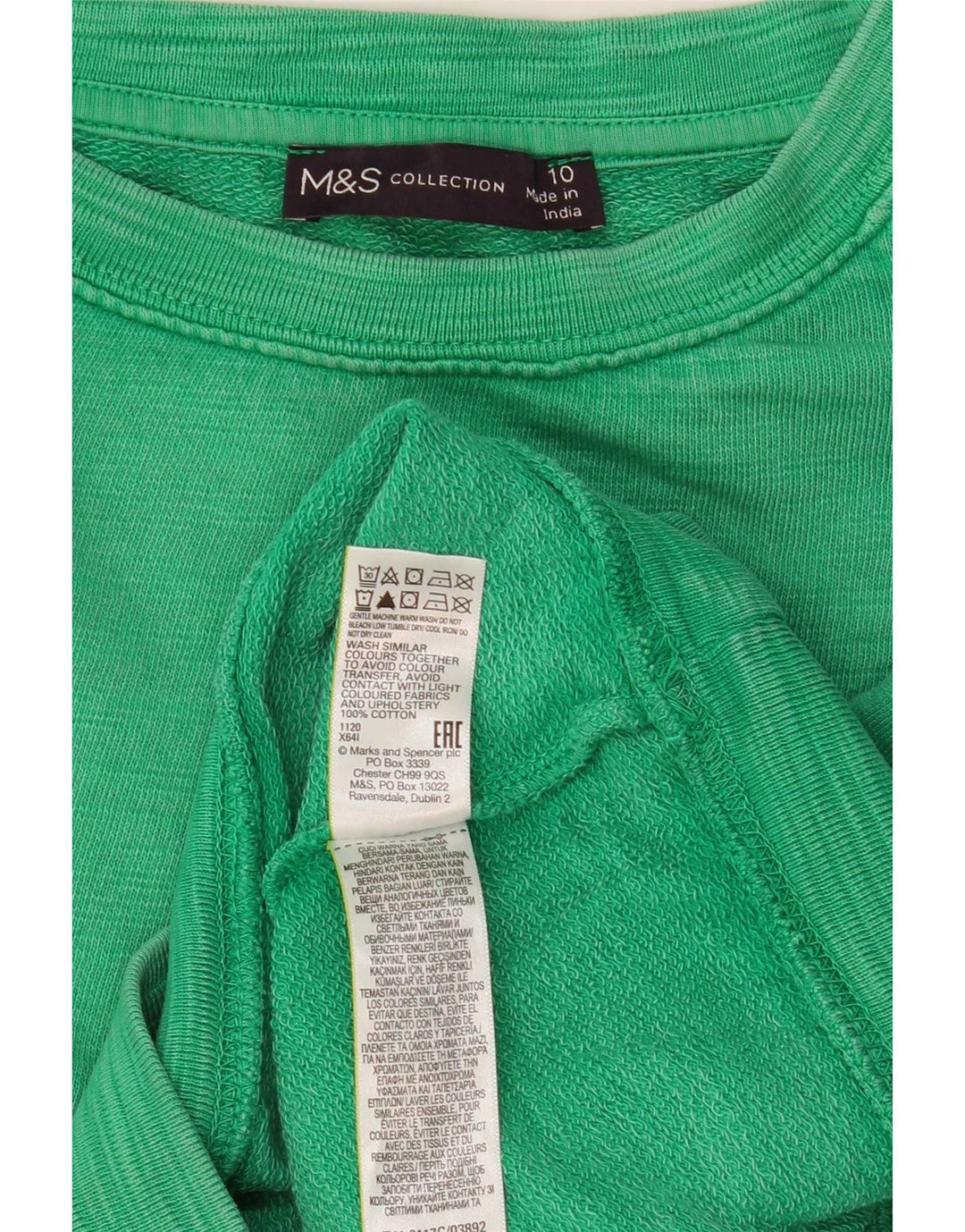 Suéter feminino Marks & Spencer de grandes dimensões Reino Unido 10 pequeno algodão verde