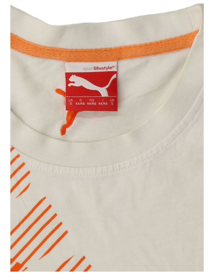 PUMA Mens Graphic Vest Top Pequeno Algodão Branco
