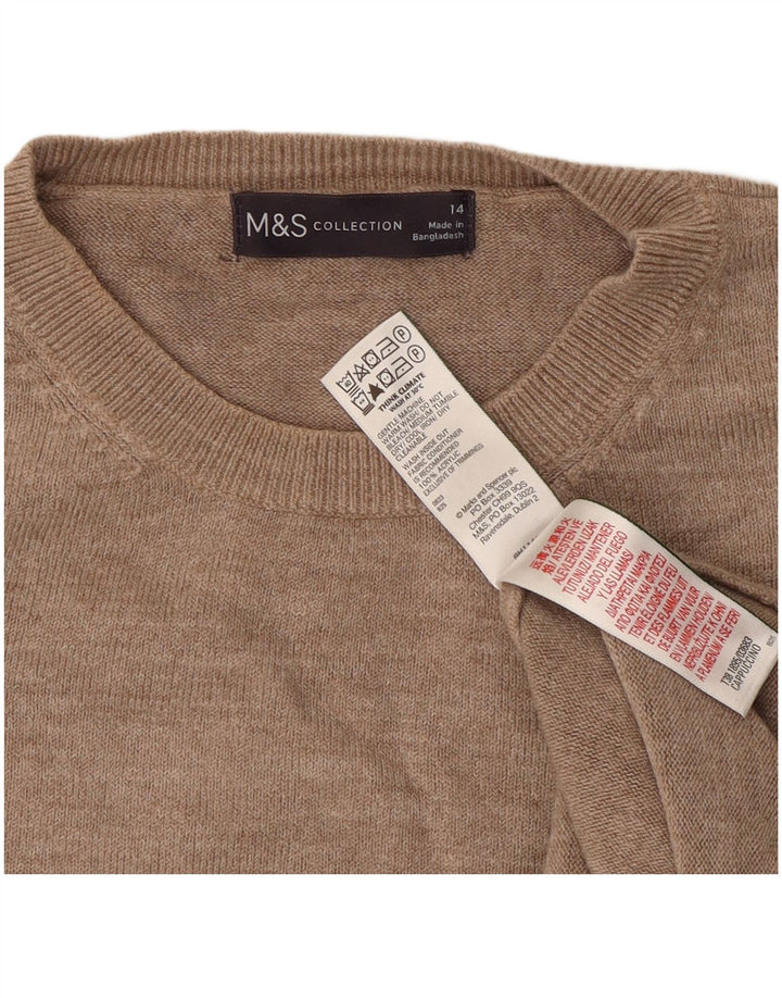 Suéter feminino Marks & Spencer com gola redonda Reino Unido 14 acrílico bege médio