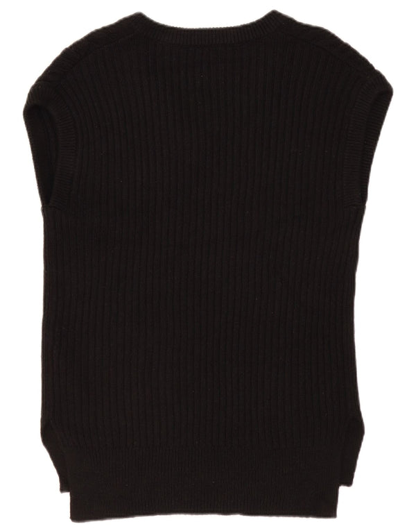 Regata feminina MARKS & SPENCER com colete superdimensionado Reino Unido 10 algodão preto pequeno