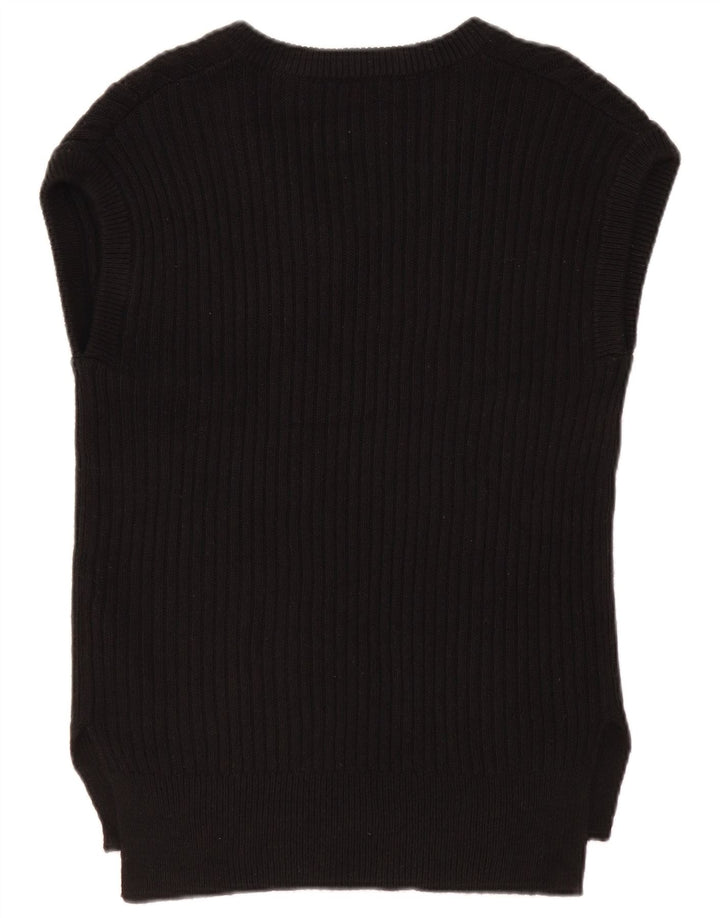 Regata feminina MARKS & SPENCER com colete superdimensionado Reino Unido 10 algodão preto pequeno