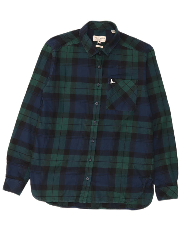 Camisa feminina de flanela Jack Wills Reino Unido 8 algodão xadrez verde pequeno