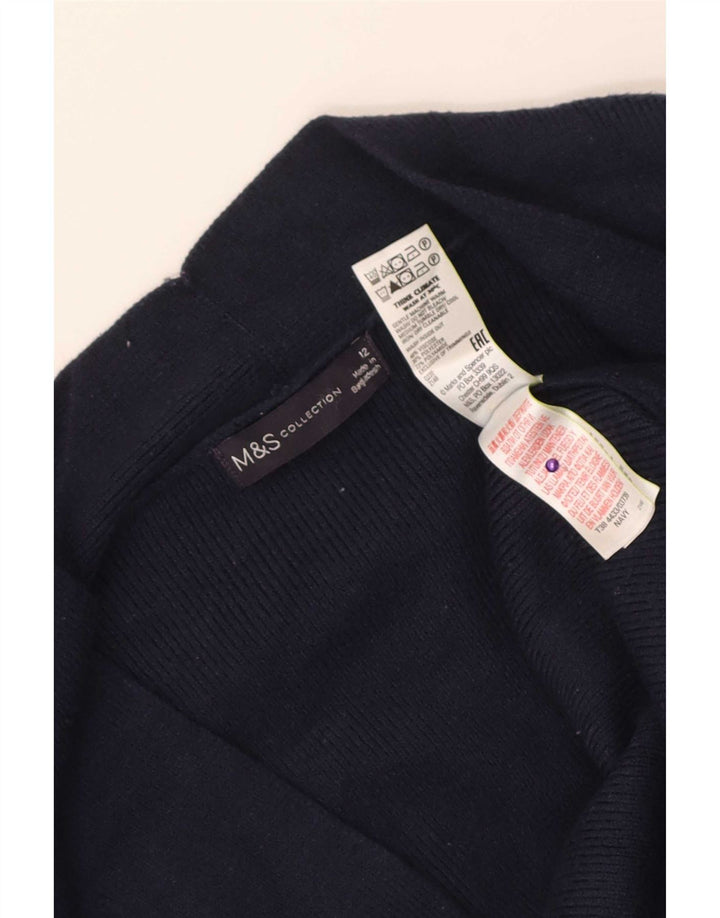 Suéter cardigã feminino Longline da Marks & Spencer Reino Unido 12 médio azul marinho