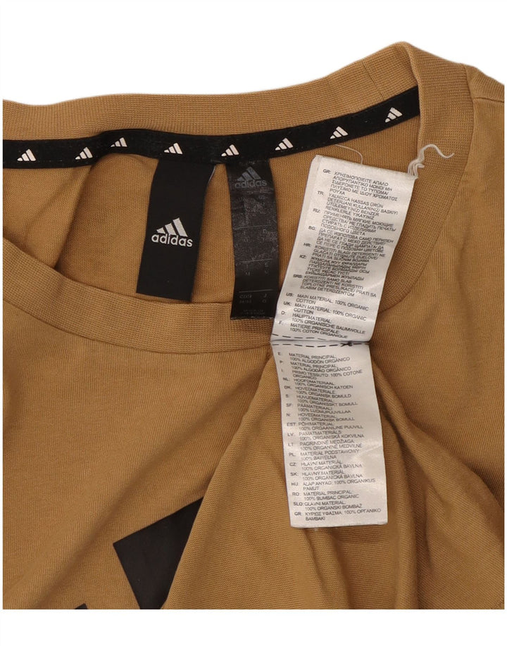 Adidas Mens Graphic T-Shirt Top Médio Algodão Bege