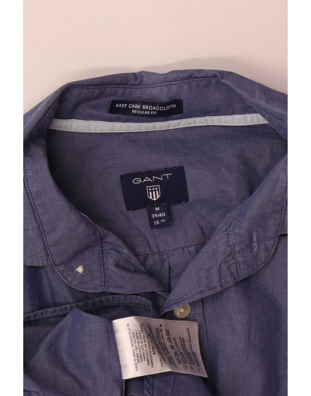 Camisa masculina Gant Regular Fit tamanho 39/40 15 3/4 algodão azul médio