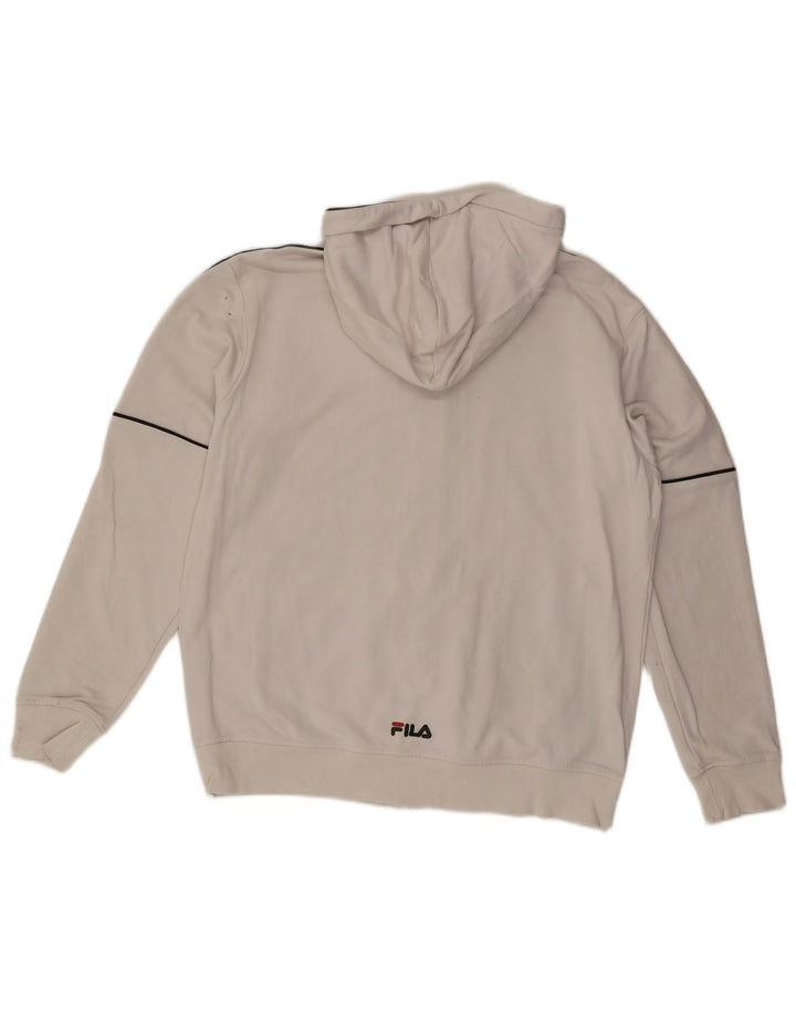 Suéter masculino FILA com capuz e zíper gráfico grande algodão colorido branco