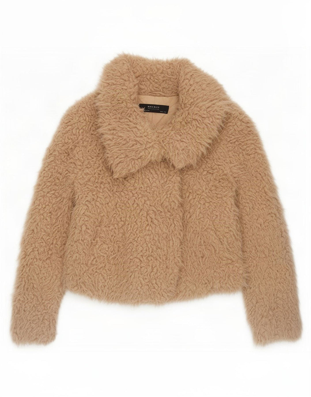 Zara Mulher Teddy Bear Bomber Jacket Reino Unido 14 Médio Bege