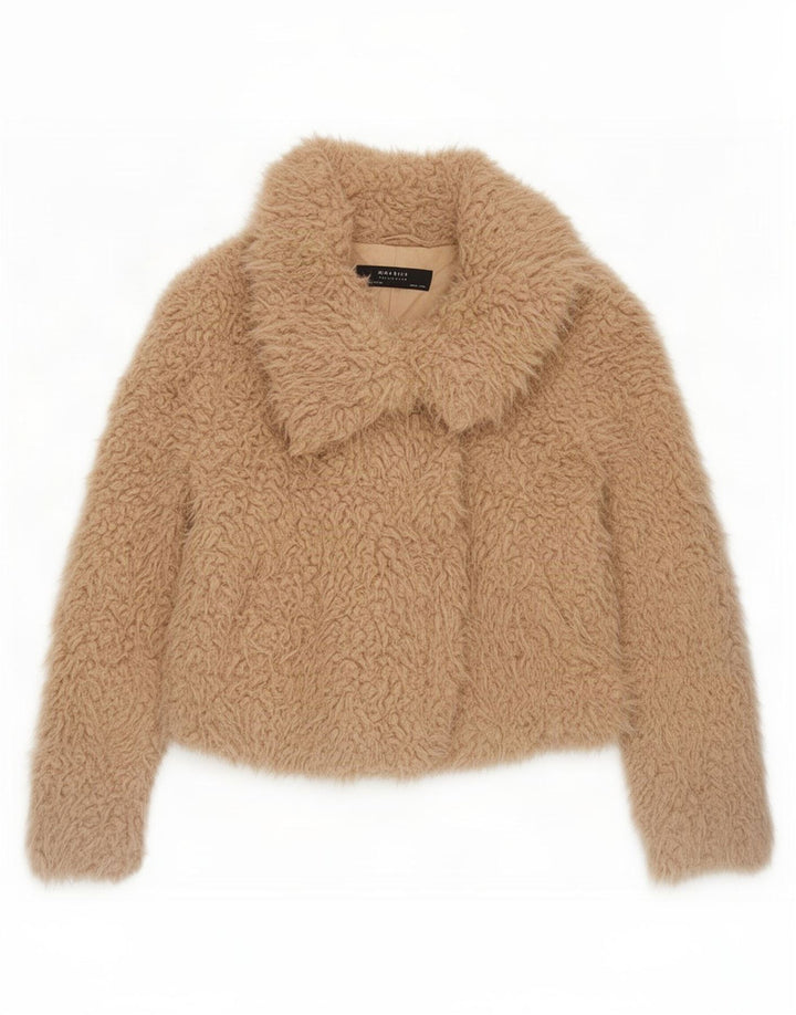 Zara Mulher Teddy Bear Bomber Jacket Reino Unido 14 Médio Bege