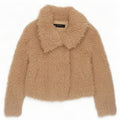 Zara Mulher Teddy Bear Bomber Jacket Reino Unido 14 Médio Bege