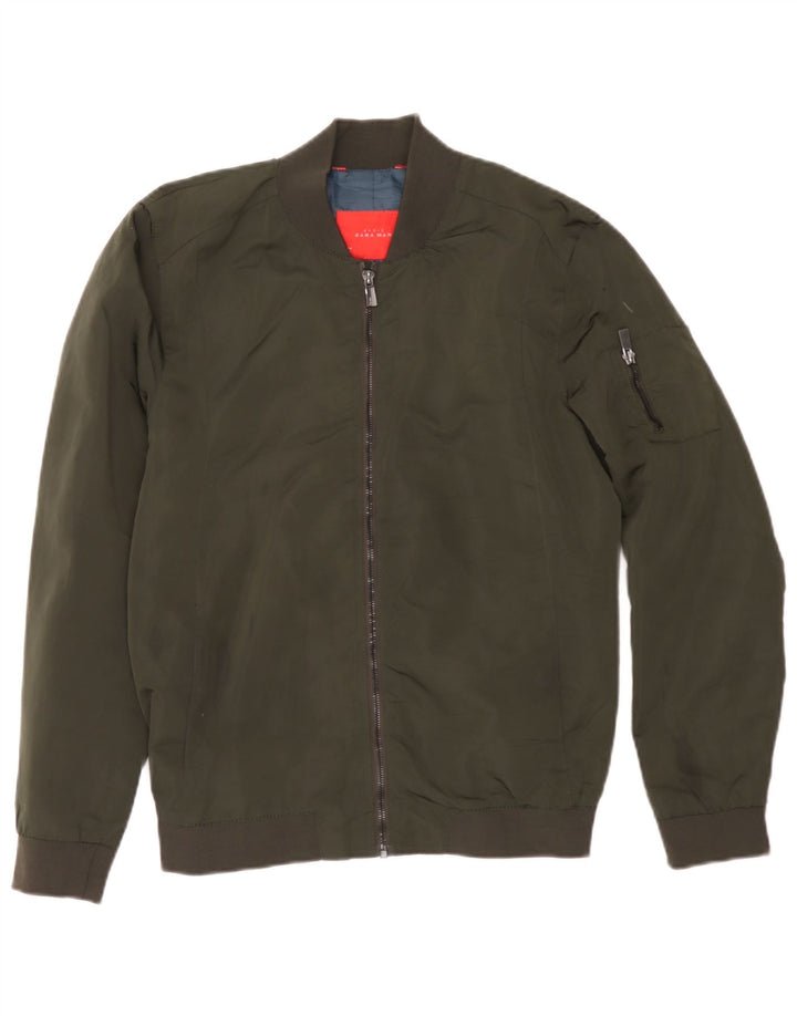 Jaqueta bomber masculina Zara UK 38 poliéster cáqui médio