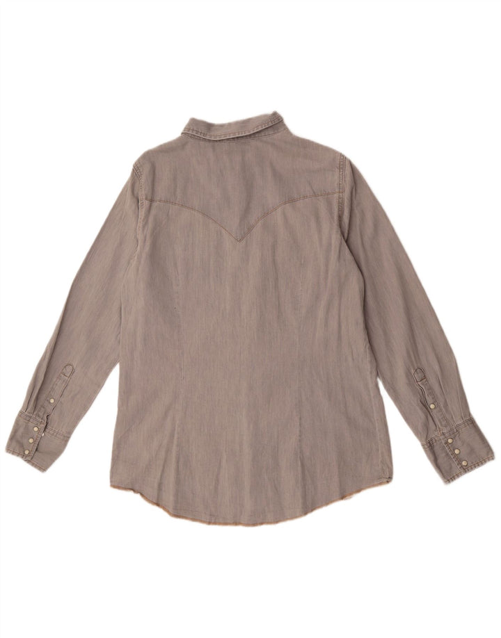 Wrangler Womens Western Shirt UK 16 Grande Algodão Cinza