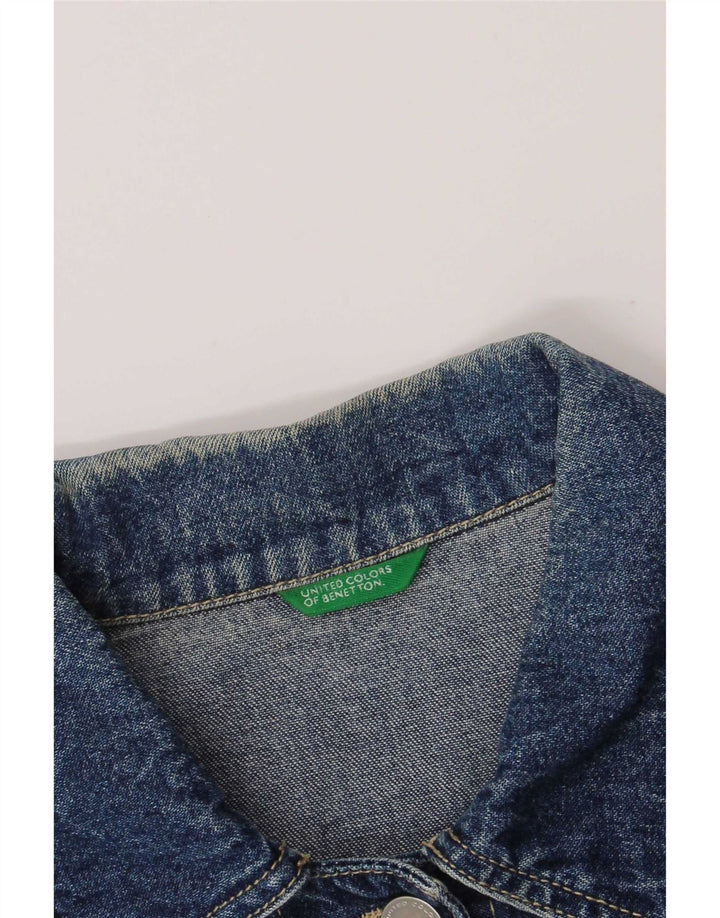 Jaqueta jeans feminina Benetton UK 10 pequena azul