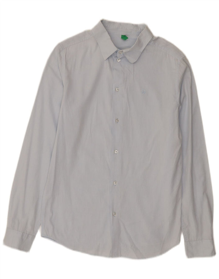 Camisa masculina BENETTON 11-12 anos 2XL algodão listrado azul