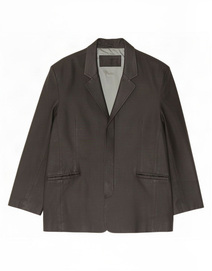 Jaqueta blazer de couro masculina vintage UK 42 XL preta