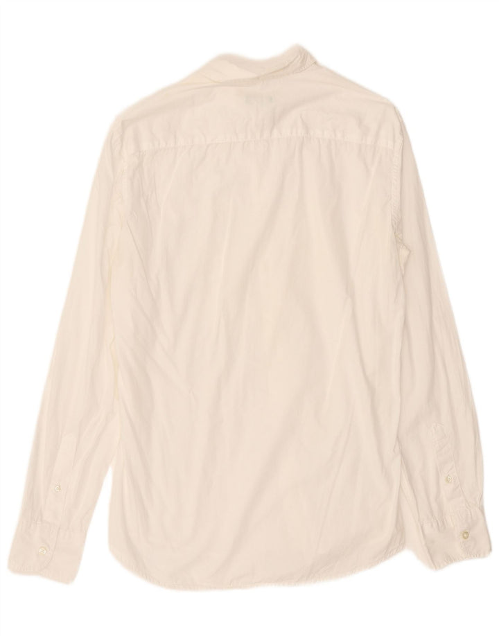 Camisa masculina Benetton de algodão branco médio