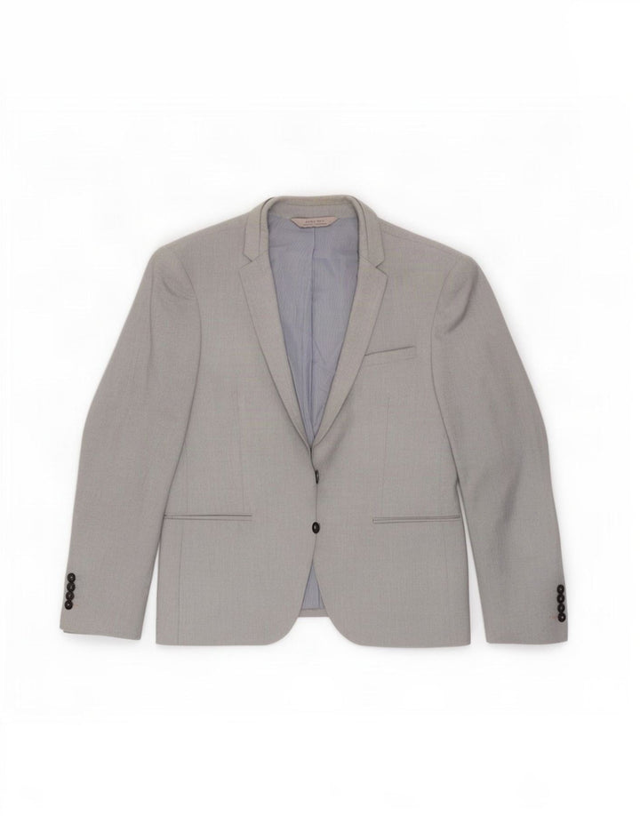 Jaqueta blazer masculina Zara com 2 botões EU 56 XL cinza poliéster