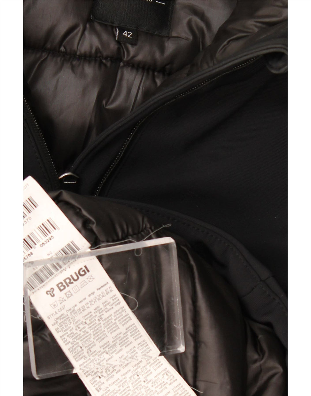 Casaco feminino acolchoado com capuz BRUGI IT 42 médio preto poliamida