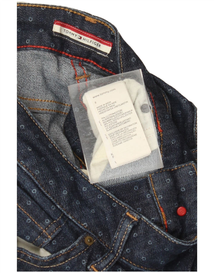 Calça casual feminina TOMMY HILFIGER EUA 8 médio W30 L30 azul manchado