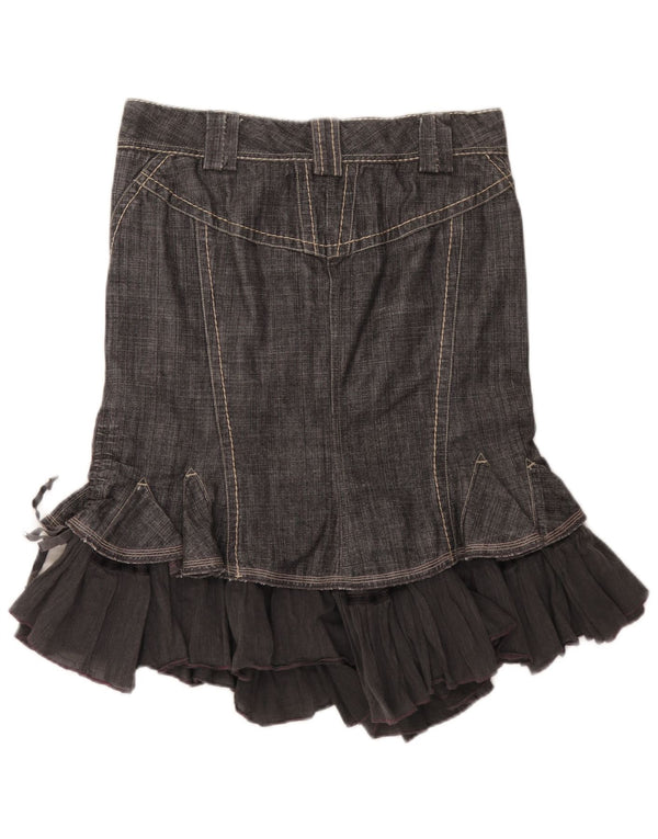 Saia jeans assimétrica feminina vintage IT 46 grande W33 algodão cinza