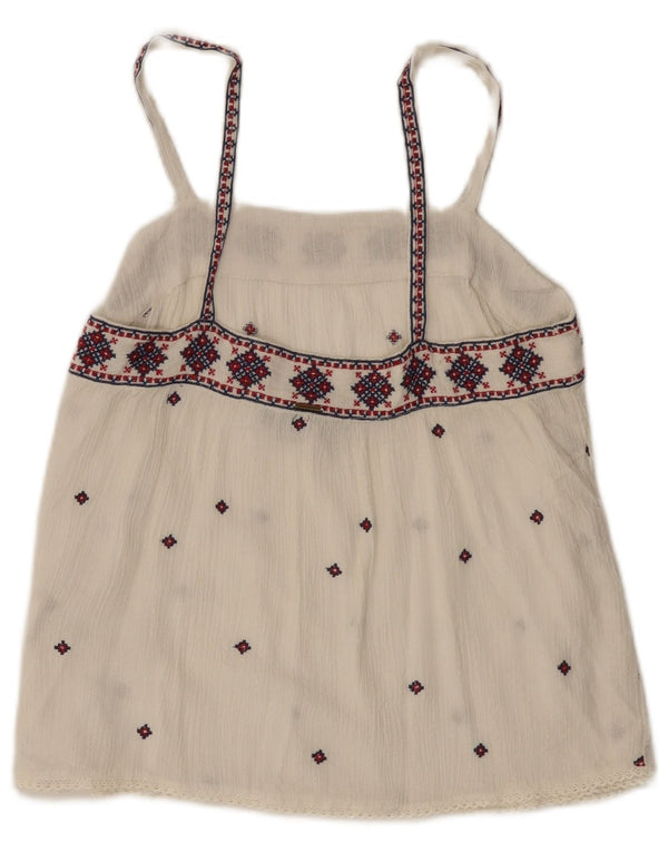 Superdry Womens Cami Top UK 10 Small White Fair Isle Viscose