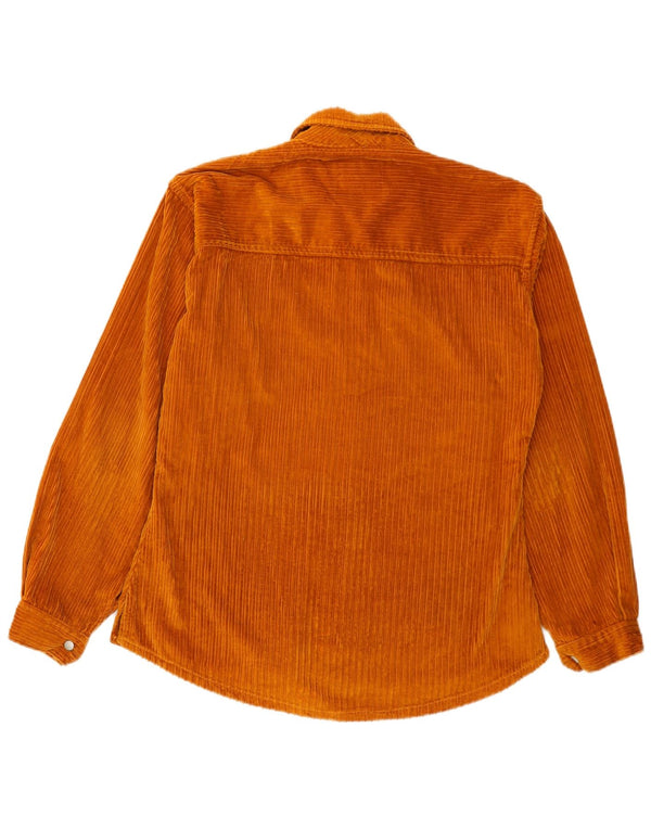 Camisa feminina vintage de veludo cotelê UK 14 algodão marrom médio