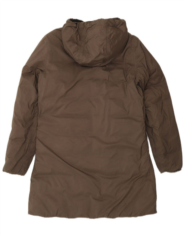 Casaco feminino acolchoado reversível com capuz grande K-Way Reino Unido 8 pequeno preto