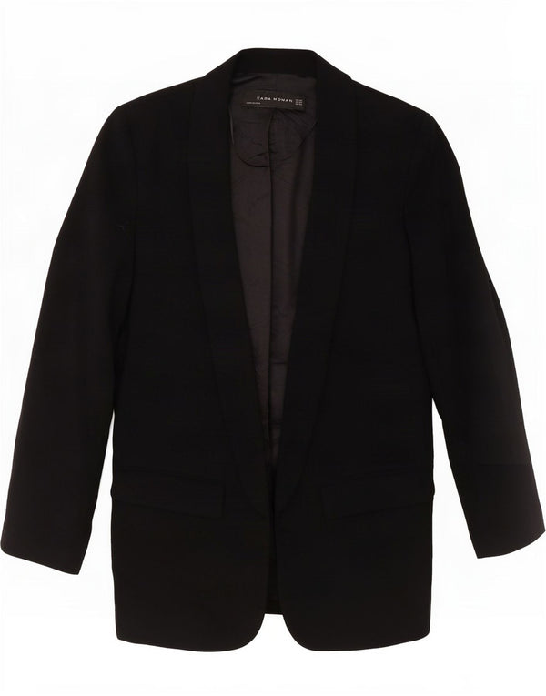 Jaqueta blazer aberta manga 3/4 feminina Zara Reino Unido 6 XS preto viscose