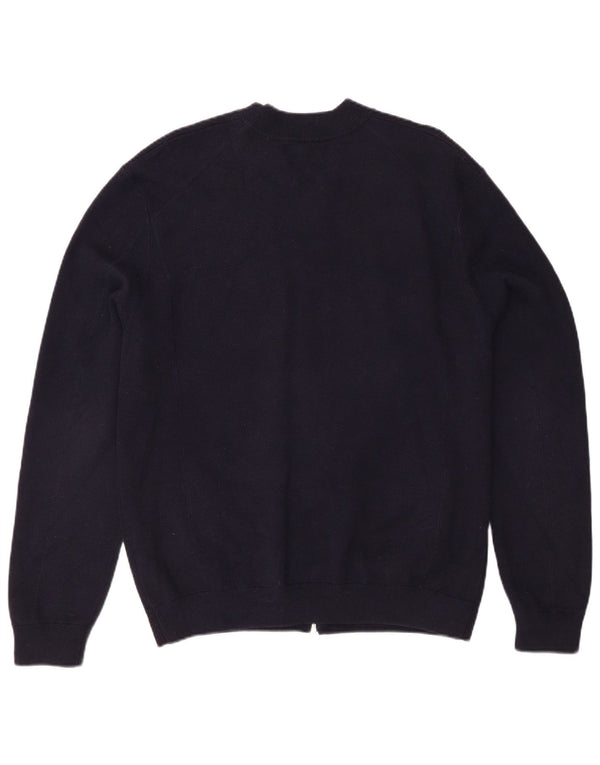 Suéter cardigã masculino Marks & Spencer grande algodão azul marinho