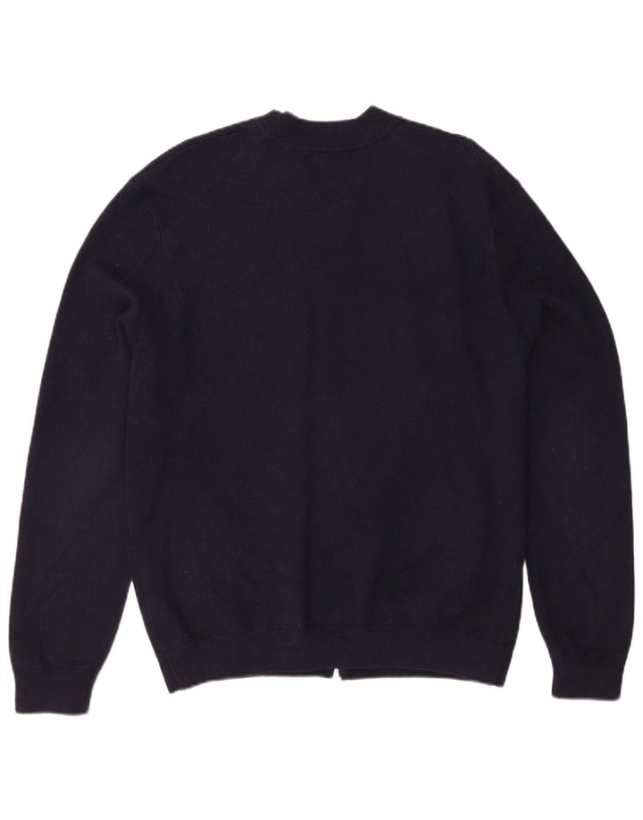 Suéter cardigã masculino Marks & Spencer grande algodão azul marinho