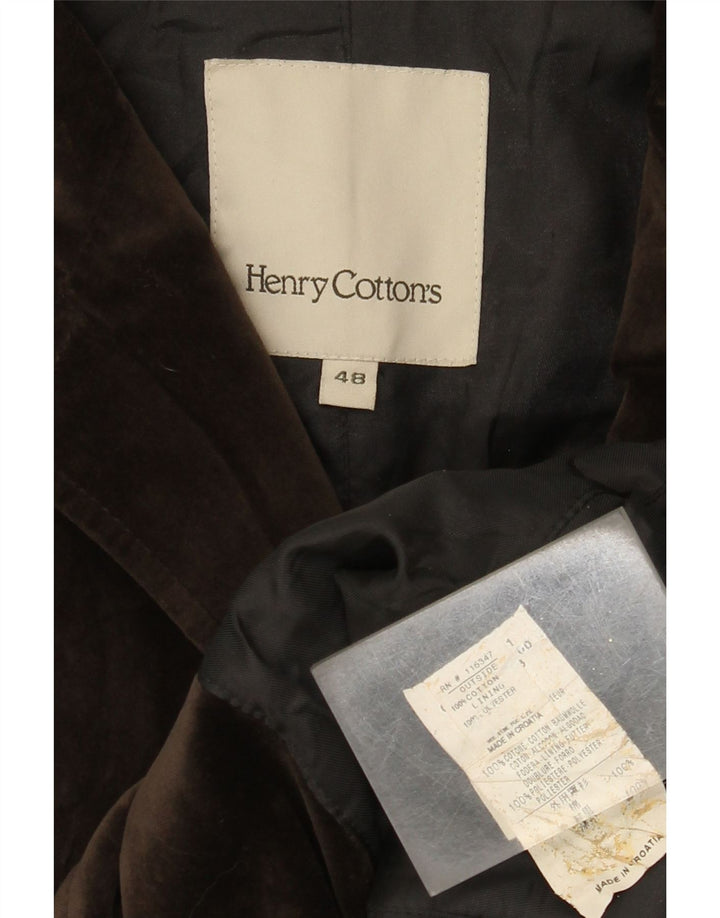 Jaqueta blazer feminina de veludo com 2 botões Henry Cottons IT 48 XL algodão marrom