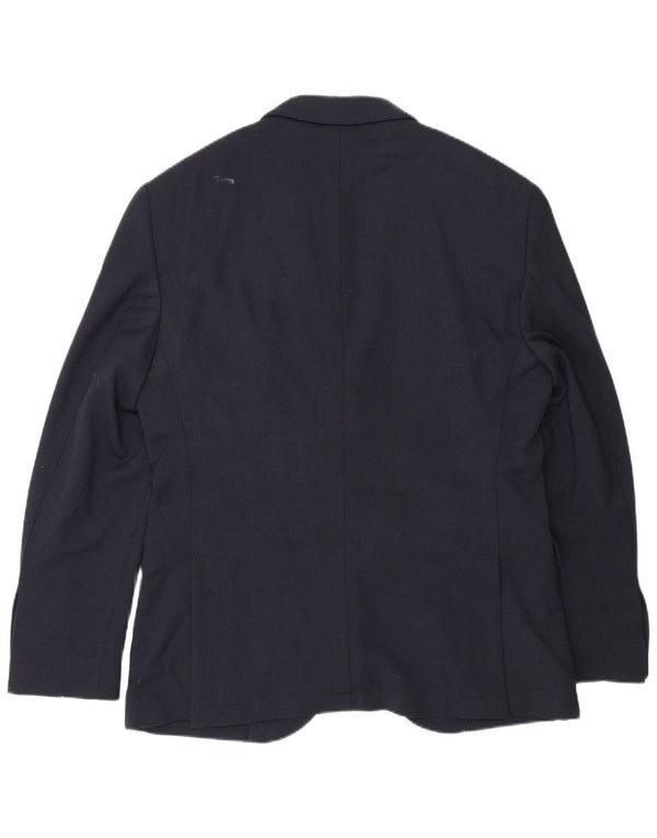 Jaqueta blazer masculina Massimo Dutti com 2 botões UE 50 lã azul marinho médio