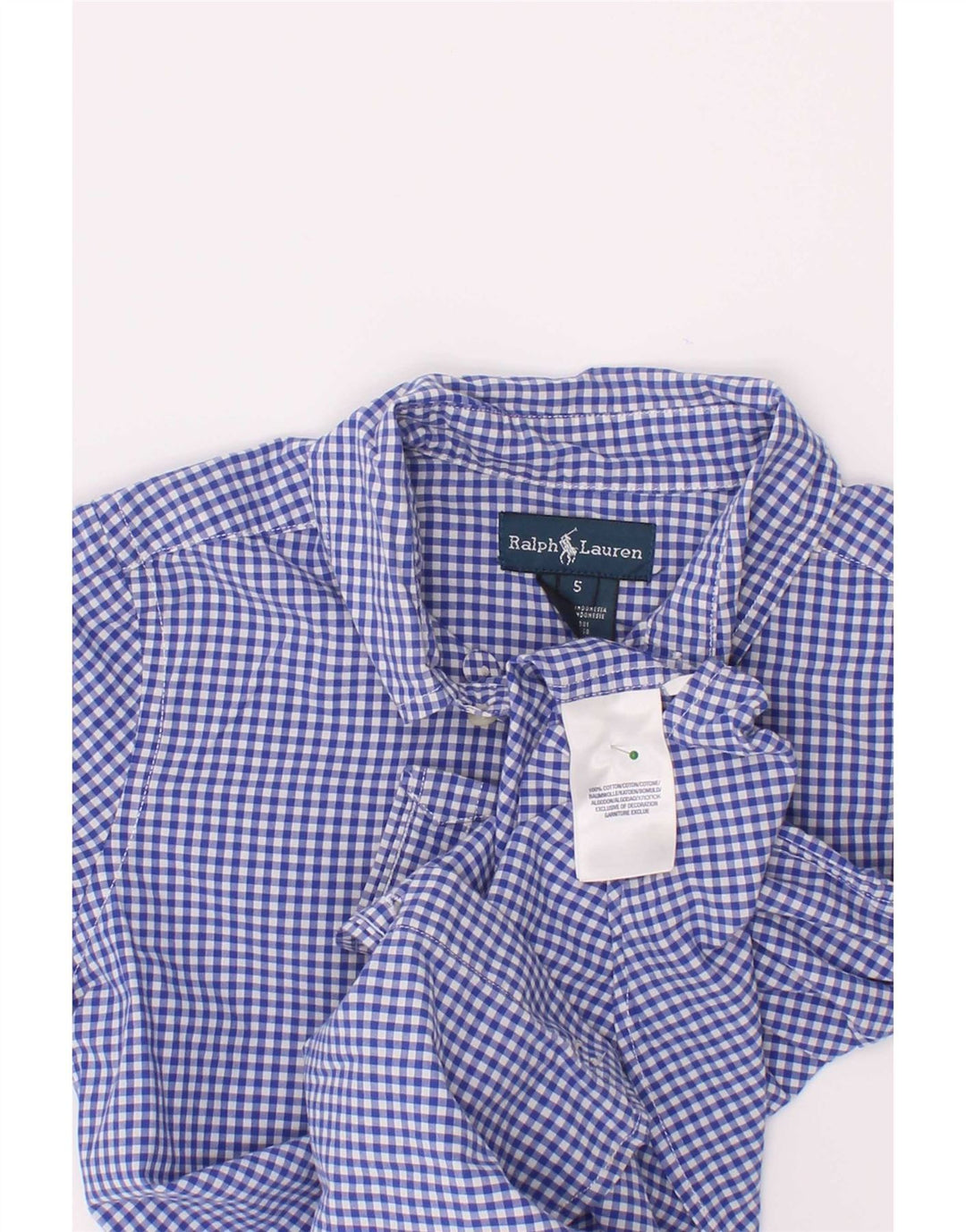 Ralph Lauren Camisa masculina de manga curta 4-5 anos algodão guingão azul