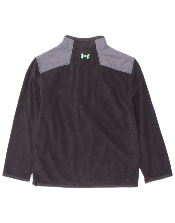 Suéter de lã Under Armour Boys com gola e zíper 4-5 anos preto colorblock