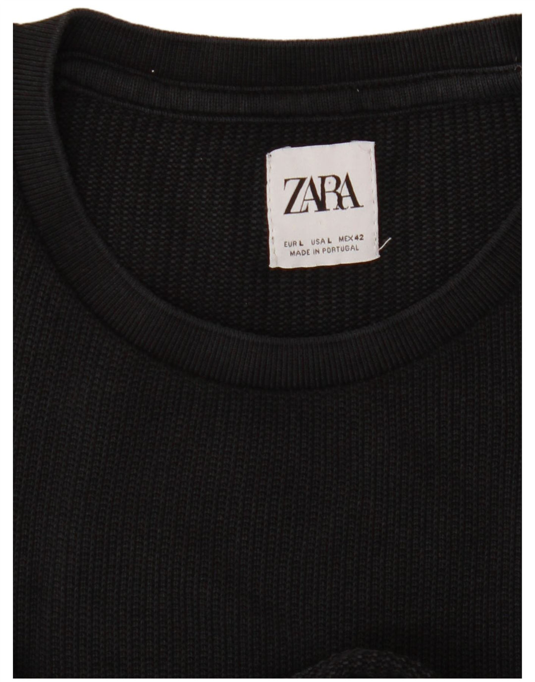 Camiseta feminina de malha Zara UK 16 grande preta