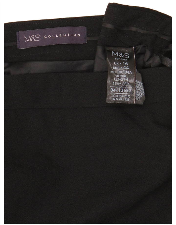 Saia maxi feminina Marks & Spencer Reino Unido 16 grande W34 poliéster preto