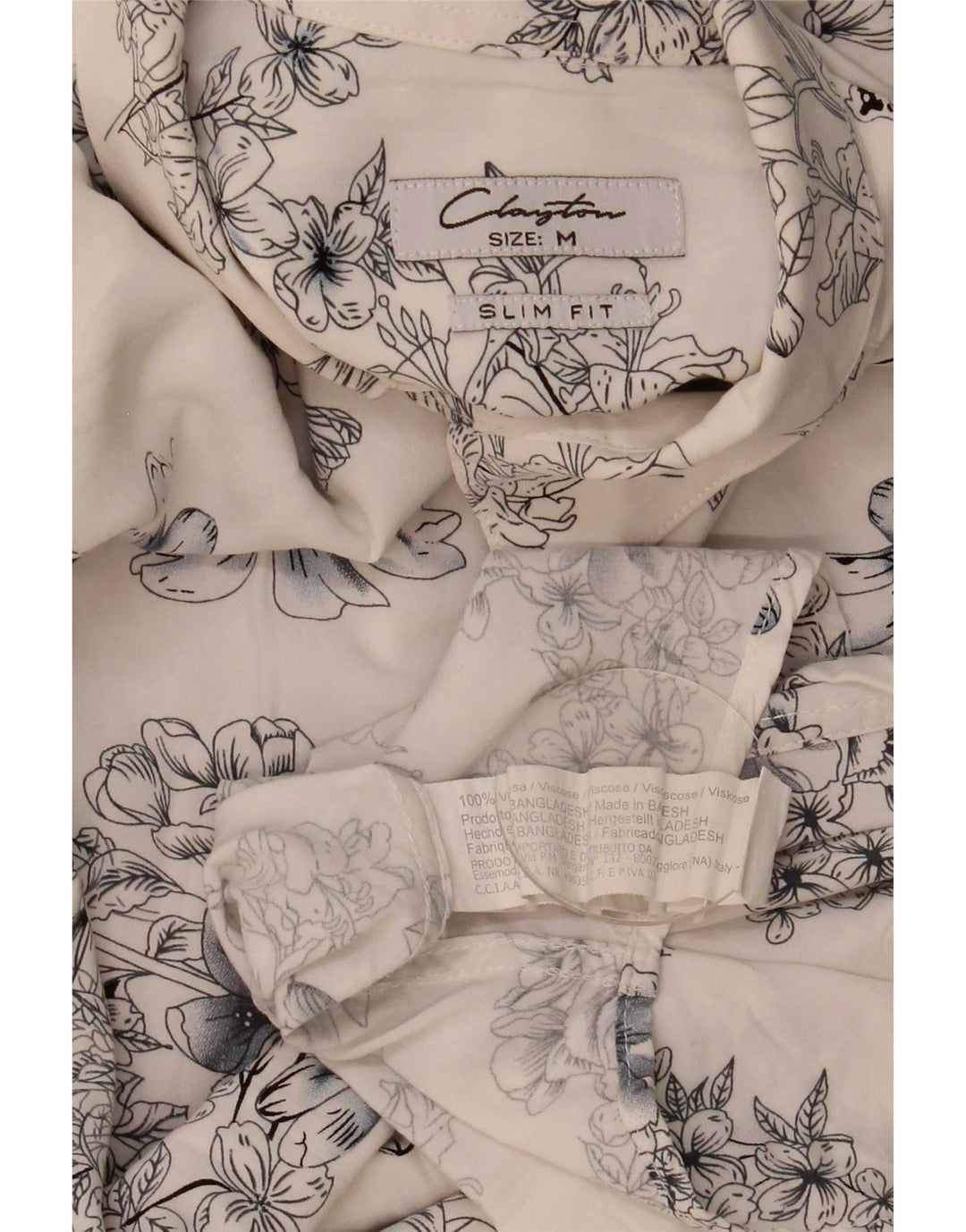 Camisa masculina slim fit Clayton viscose floral azul médio