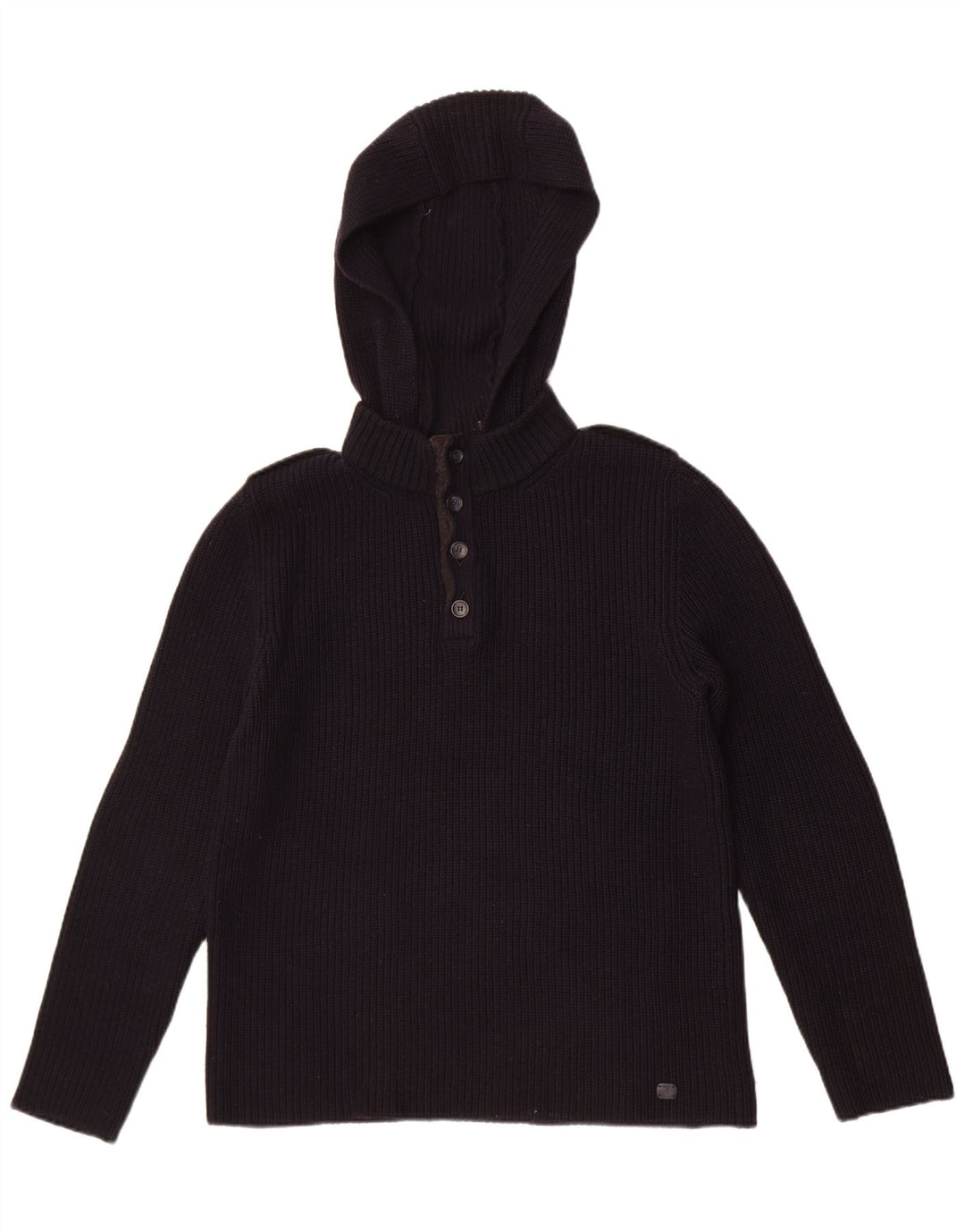 Suéter masculino Trussardi com capuz e gola redonda de lã azul marinho médio