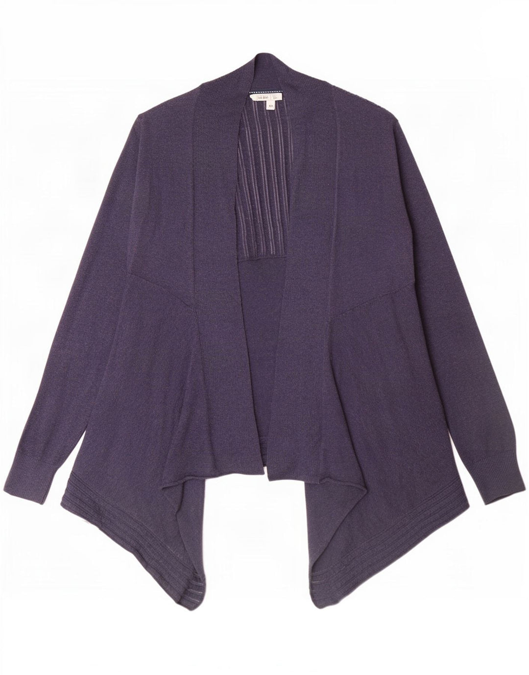 Suéter cardigan aberto assimétrico feminino Fat Face Reino Unido 12 azul marinho médio