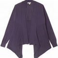 Suéter cardigan aberto assimétrico feminino Fat Face Reino Unido 12 azul marinho médio