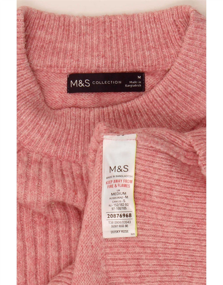 Suéter feminino Marks & Spencer com gola redonda Reino Unido 14 acrílico rosa médio