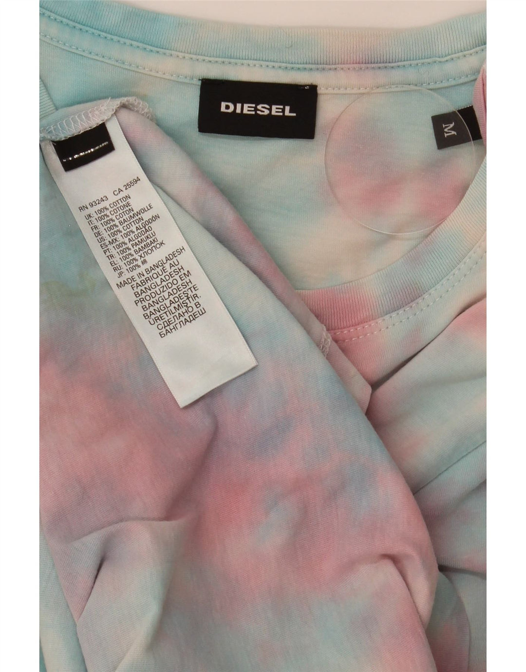 Diesel Camiseta masculina gráfica Top Médio Multicolorido Tie Dye Algodão